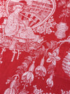 Red chinoiserie ticking. Spain c.1900 - 110 cm × 3.46 meters