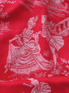 Red ticking with Versailles motif. Spain c.1930 - Lot of 2 pieces
