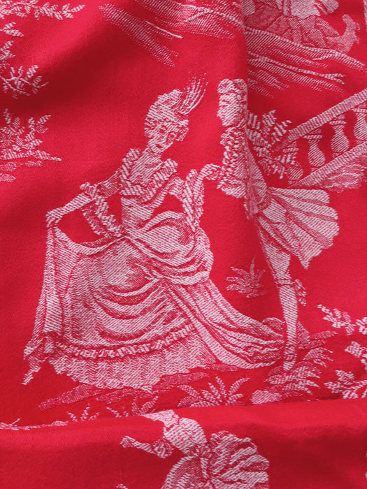 Red ticking with Versailles motif. Spain c.1930 - Lot of 2 pieces