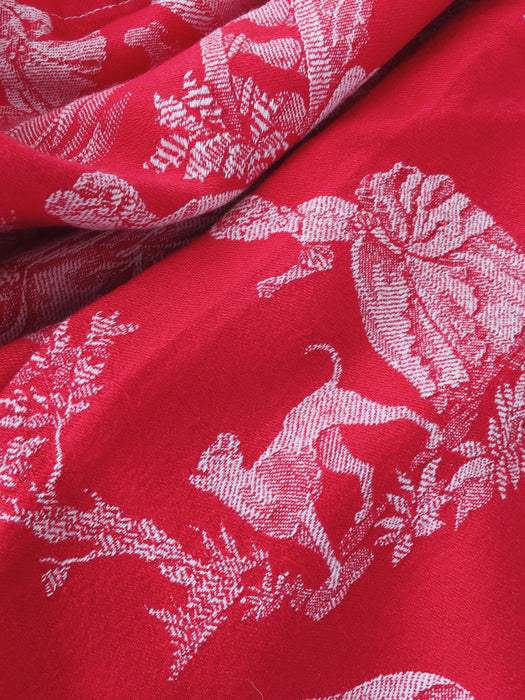 Red ticking with Versailles motif. Spain c.1930 - Lot of 2 pieces