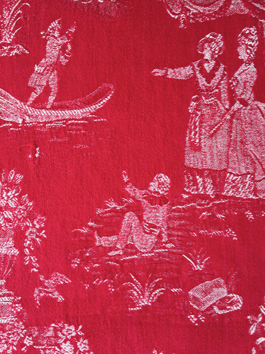 Red ticking with Versailles motif. Spain c.1930 - Lot of 2 pieces