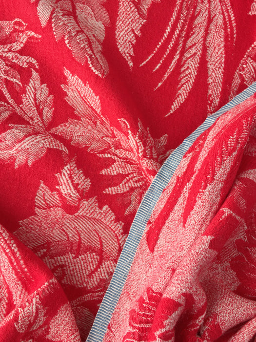 Red ticking with exotic birds. Spain c.1950 - 110×125 cm