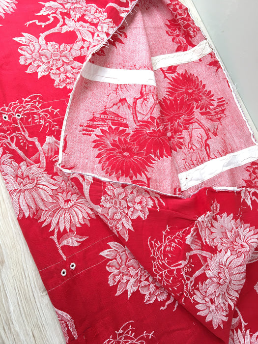 Chinoiserie in red ticking. Spain c.1950 - 112×80 cm