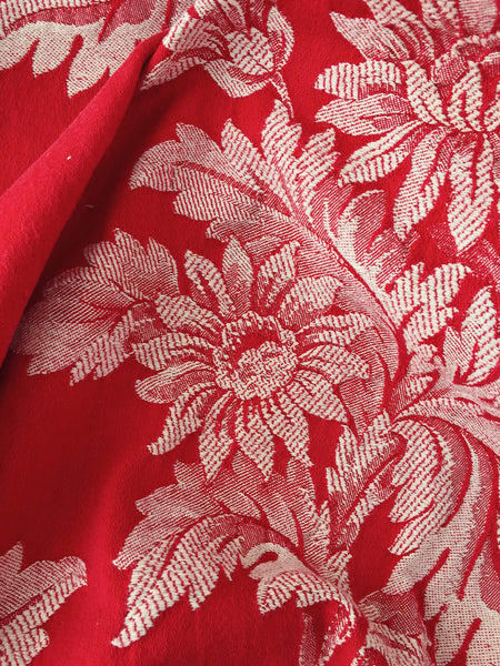Red Floral Antique European Ticking Fabric Recovered Panels REC-DA-ROJO-018 - Ticking Depot