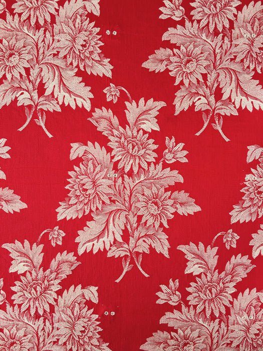 Chrysanthemums in red ticking. Spain c.1930 - Lot of 3 pieces