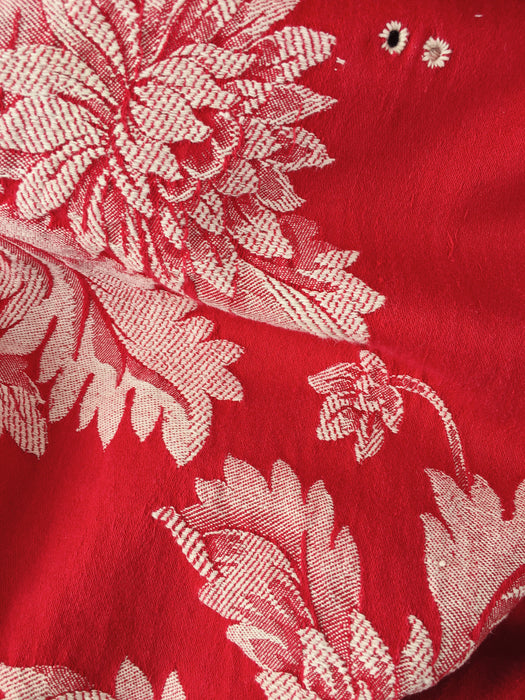 Chrysanthemums in red ticking. Spain c.1930 - Lot of 3 pieces