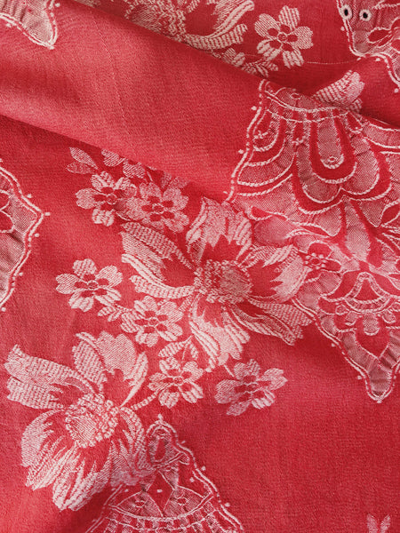 Large flowers in red ticking. Spain c.1940 - Lot of 3 pieces