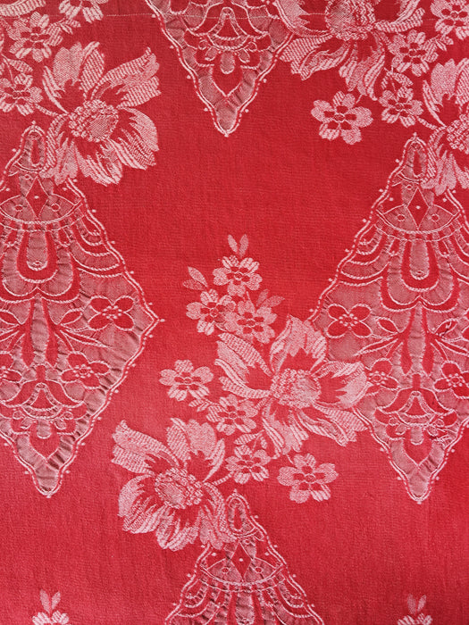 Large flowers in red ticking. Spain c.1940 - Lot of 3 pieces