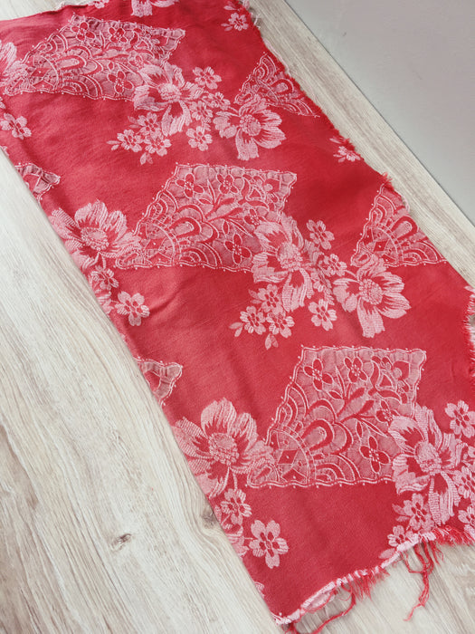 Large flowers in red ticking. Spain c.1940 - Lot of 3 pieces