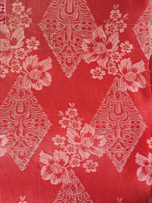 Large flowers in red ticking. Spain c.1940 - Lot of 3 pieces