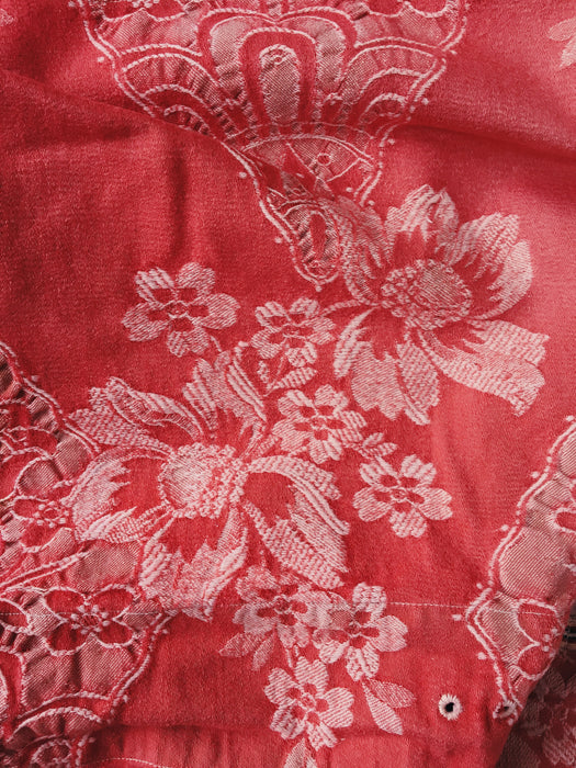 Large flowers in red ticking. Spain c.1940 - Lot of 3 pieces