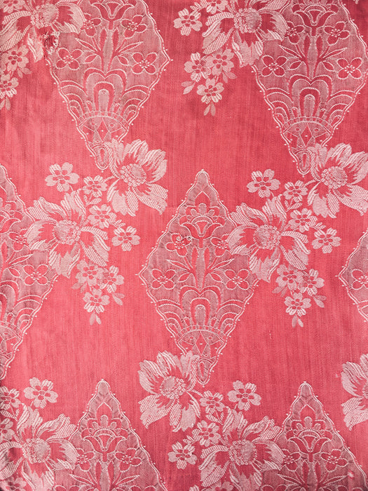 Large flowers in red ticking. Spain c.1940 - 66×142 cm