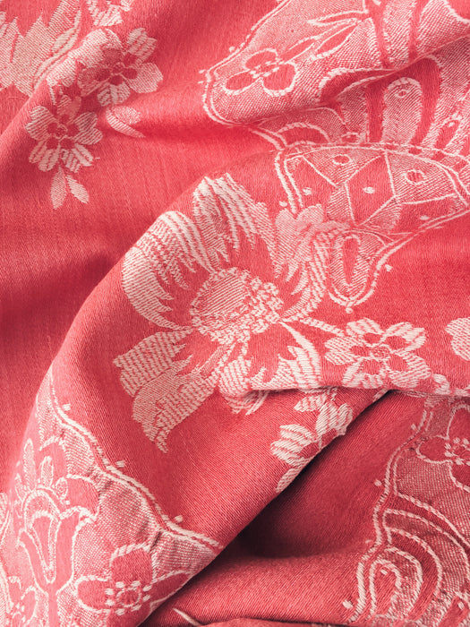 Large flowers in red ticking. Spain c.1940 - 66×142 cm