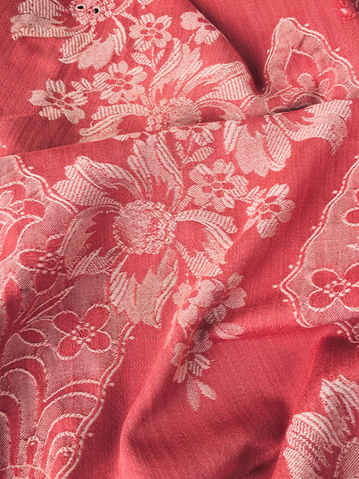 Large flowers in red ticking. Spain c.1940 - 66×142 cm