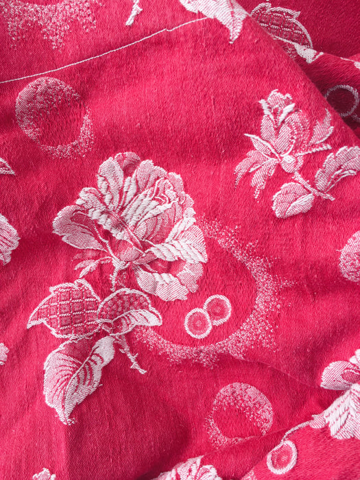 White roses in red ticking. Spain c.1950 - Lot of 3 pieces