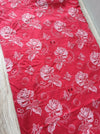 White roses in red ticking. Spain c.1950 - Lot of 3 pieces