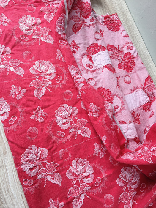 White roses in red ticking. Spain c.1950 - Lot of 3 pieces