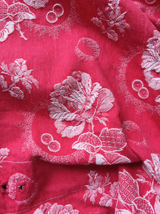 White roses in red ticking. Spain c.1950 - Lot of 3 pieces