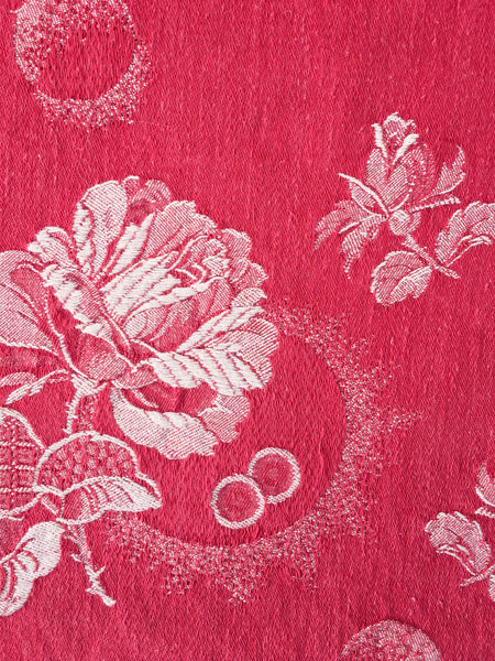 Red Floral Antique European Ticking Fabric Recovered Panels REC-DA-ROJO-021 - Ticking Depot