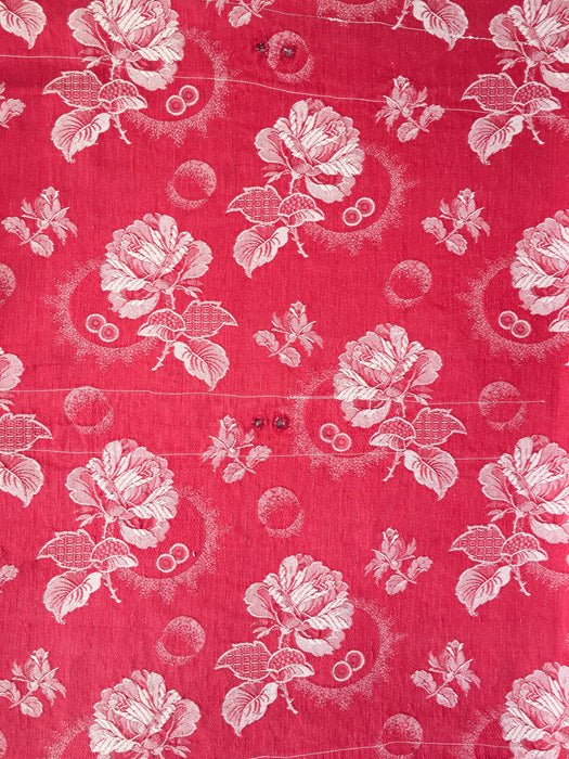 White roses in red ticking. Spain c.1950 - Lot of 3 pieces