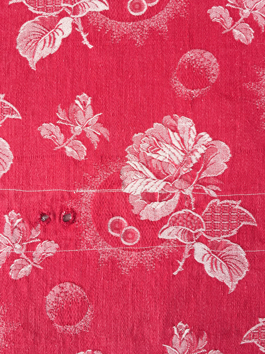 White roses in red ticking. Spain c.1950 - Lot of 3 pieces