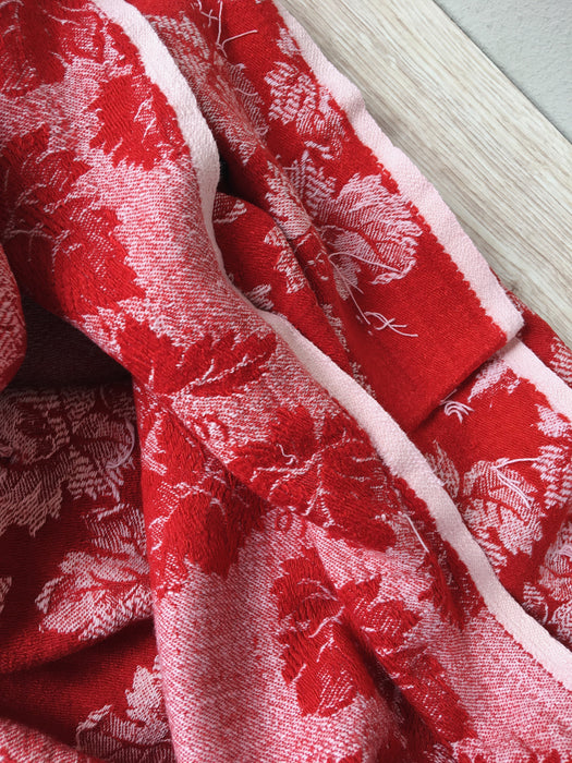 Brick red ticking with vine leaves. Spain c.1950 - Lot of 2 pieces