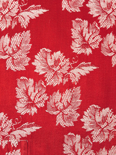Red Floral Antique European Ticking Fabric Recovered Panels REC-DA-ROJO-023 - Ticking Depot