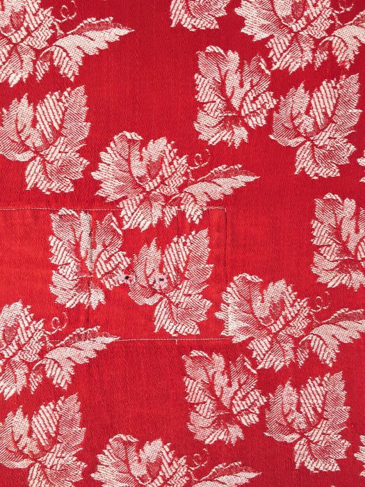 Brick red ticking with vine leaves. Spain c.1950 - Lot of 2 pieces