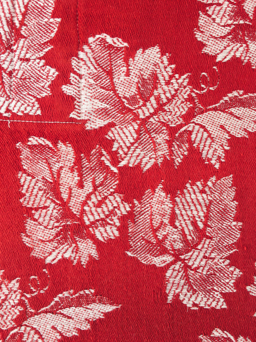 Brick red ticking with vine leaves. Spain c.1950 - Lot of 2 pieces