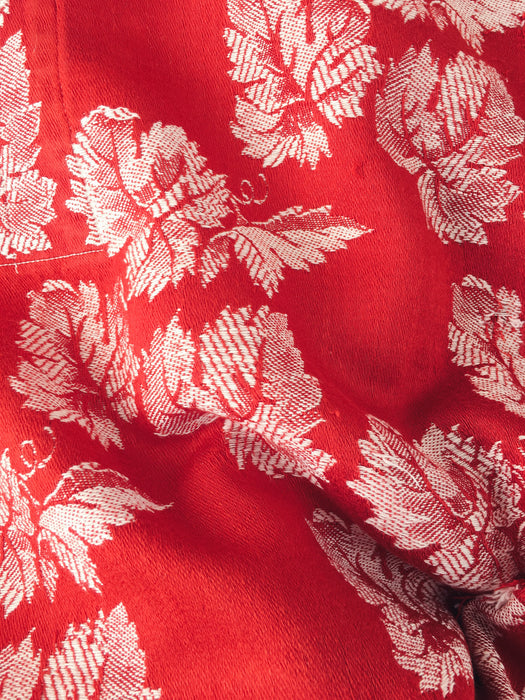 Brick red ticking with vine leaves. Spain c.1950 - Lot of 2 pieces