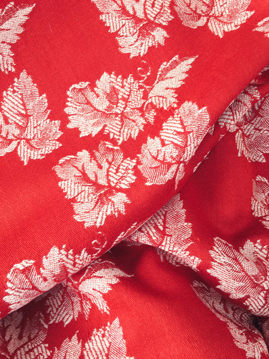 Brick red ticking with vine leaves. Spain c.1950 - Lot of 2 pieces