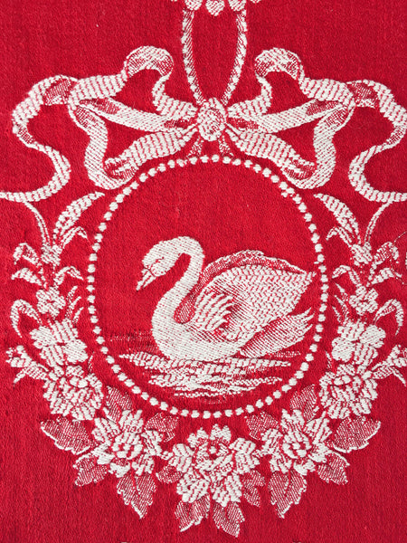 Red Birds Antique European Ticking Fabric Recovered Panels REC-DA-ROJO-024 - Ticking Depot