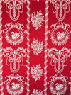 Swans and flowers in red ticking. Spain c.1960 - Lot of 2 pieces