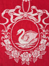 Swans and flowers in red ticking. Spain c.1960 - Lot of 2 pieces