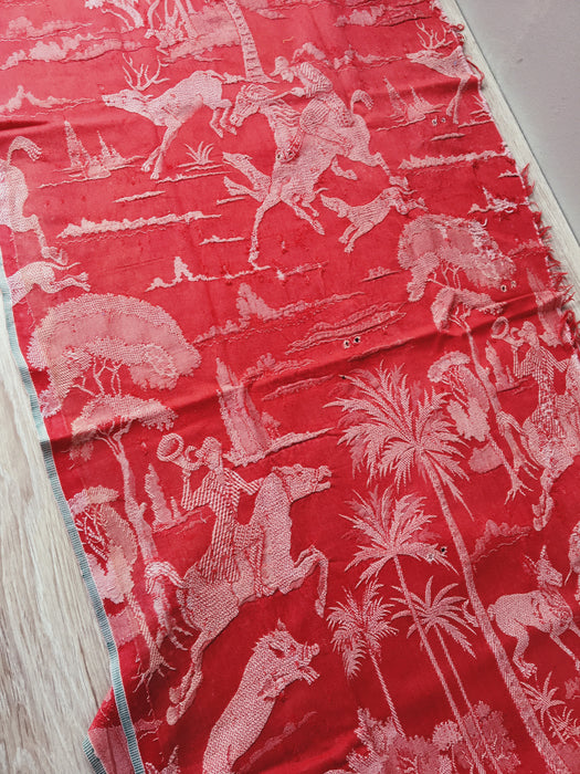 Red ticking with history. A treasure. Spain. Early 1900s