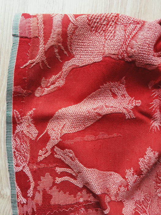 Red ticking with history. A treasure. Spain. Early 1900s