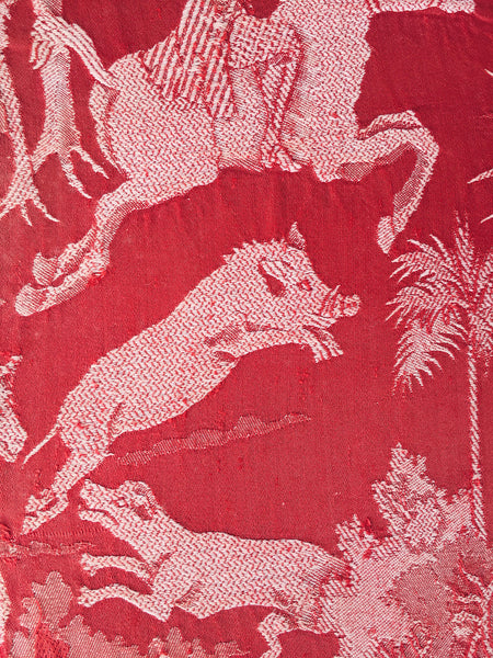 Red Scenic Antique European Ticking Fabric Recovered Panels REC-DA-ROJO-025 - Ticking Depot