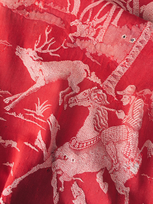 Red ticking with history. A treasure. Spain. Early 1900s