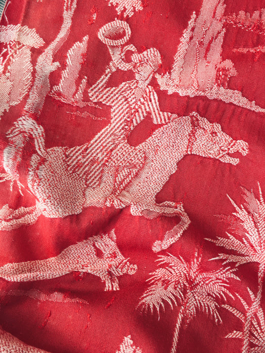 Red ticking with history. A treasure. Spain. Early 1900s