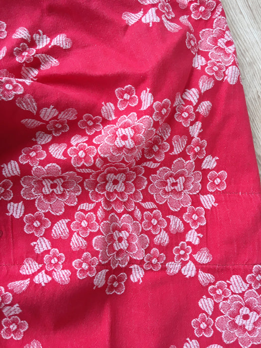 Large flowers in red ticking. Spain c.1900 - Lot of 3 pieces