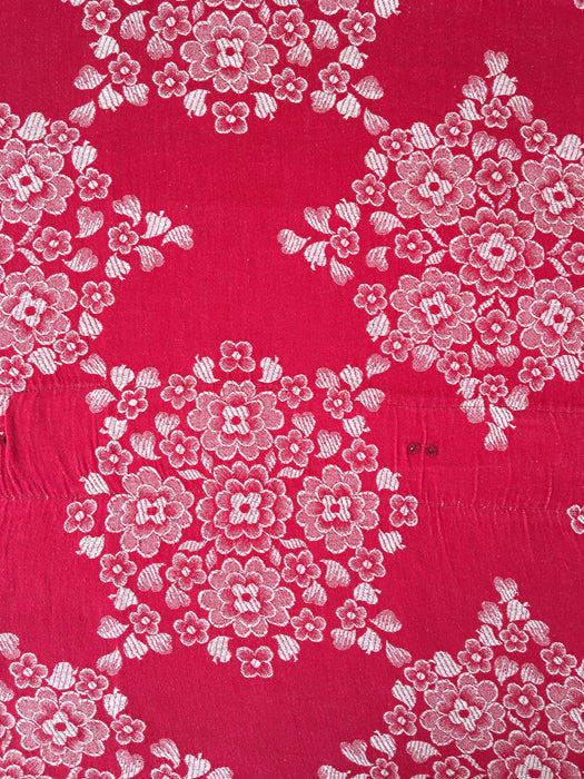 Large flowers in red ticking. Spain c.1900 - Lot of 3 pieces