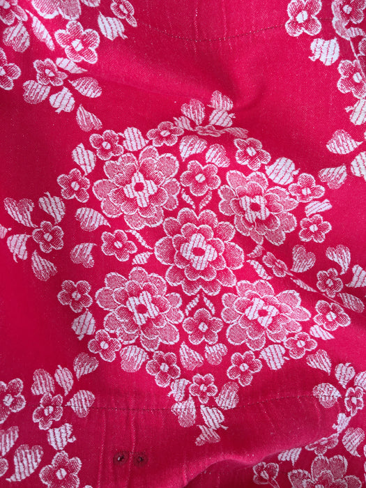 Large flowers in red ticking. Spain c.1900 - Lot of 3 pieces