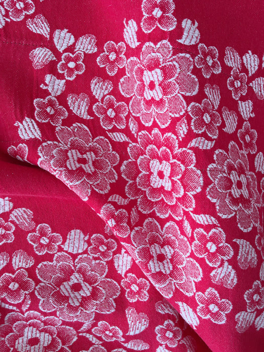 Large flowers in red ticking. Spain c.1900 - Lot of 3 pieces