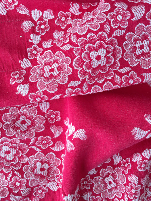 Large flowers in red ticking. Spain c.1900 - Lot of 3 pieces