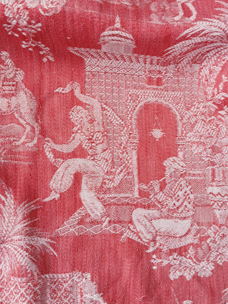 Red Scenic Antique European Ticking Fabric Recovered Panels REC-DA-ROJO-031 - Ticking Depot