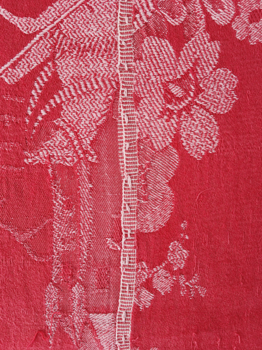 Red ticking with history of castles. Spain c.1940 - 204×128 cm