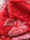 Bouquets of flowers in red ticking. Spain c.1950 - Lot of 2 pieces