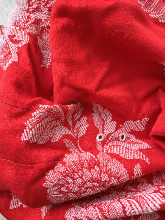 Bouquets of flowers in red ticking. Spain c.1950 - Lot of 2 pieces