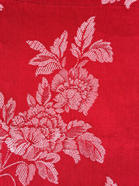 Red Floral Antique European Ticking Fabric Recovered Panels REC-DA-ROJO-036 - Ticking Depot