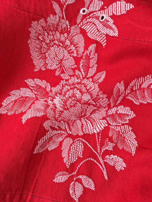 Bouquets of flowers in red ticking. Spain c.1950 - Lot of 2 pieces